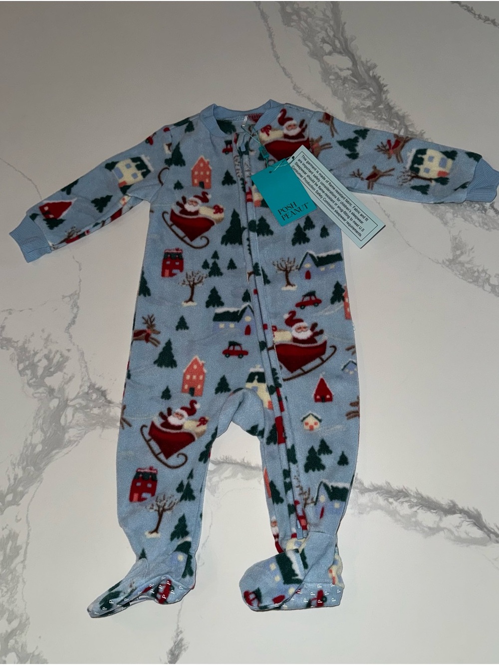 Posh Peanut Holiday Santa Footed One-Piece Christmas Footies NEW 6-9M
